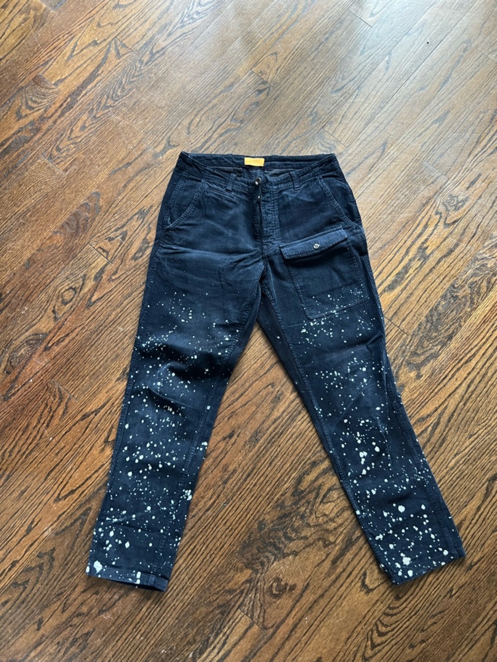 Saturdays New York City Black Corduroy Pants with White Splatter